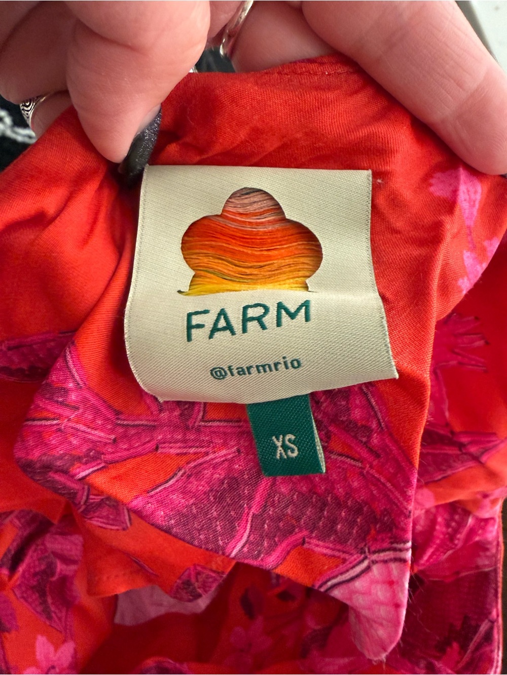 FARM Rio Red Maxi Dress with Pink Floral Print - Picture 3 of 3